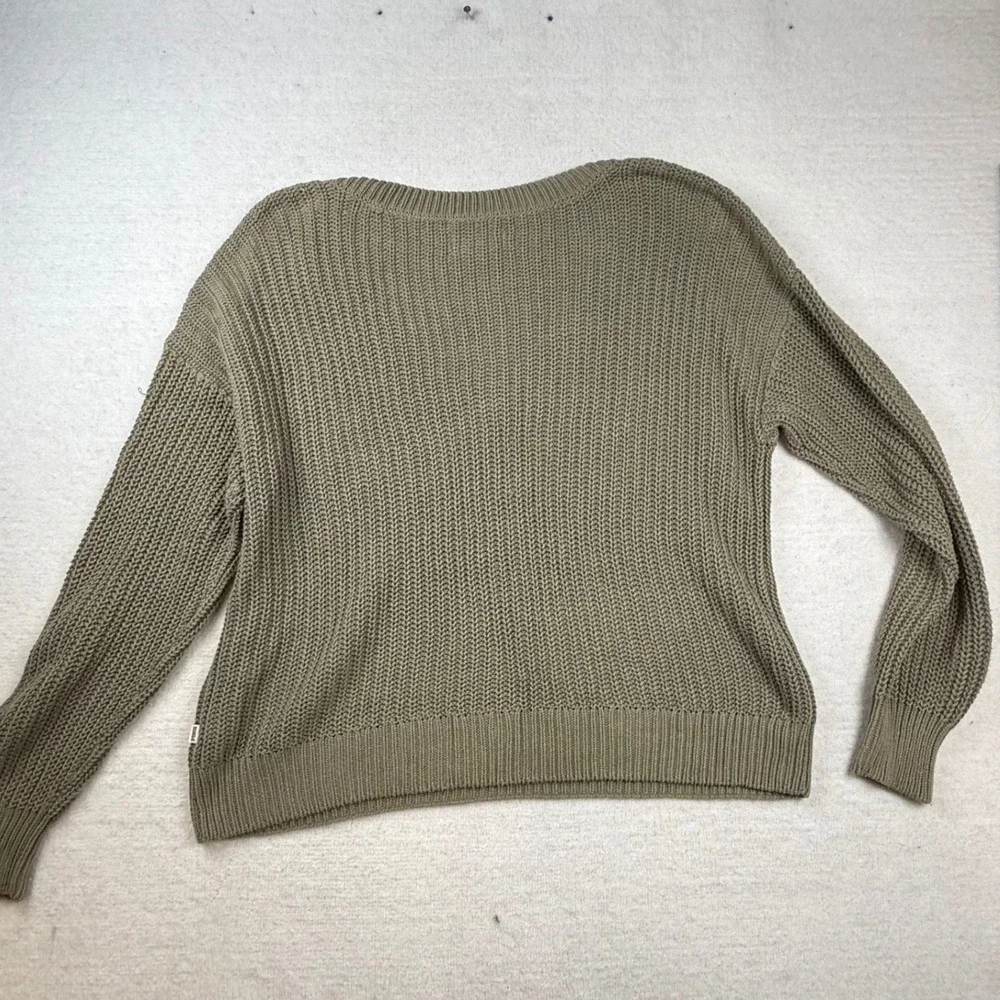 PINK Victoria's Secret Olive Green Chunky Pullover Sweater Large earthy cozy